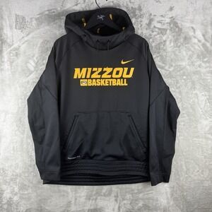 Nike Mizzou Basketball Tigers Therma‎ Fit Hoodie Black Yellow Mens Large Swoosh
